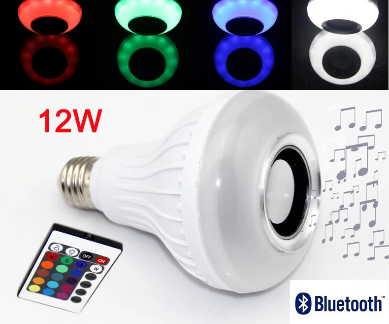 US $419.00 50pcslot LED Music Bulb Bluetooth Audio Speaker LED Bulb E27 RGBW music playing amp Lighting With 24 Keys IR remote Controller
