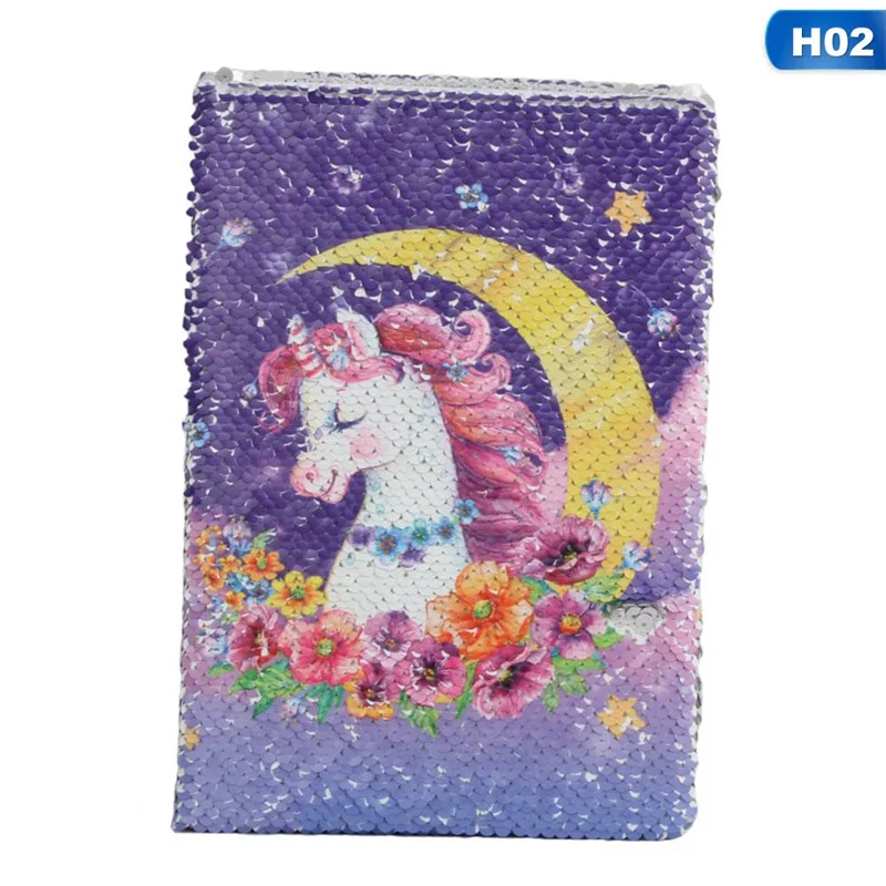 Милый Единорог Sequin Journal Русалка Sequin notebook двусторонние пайетки Journal Flip Sequin notebook для детей девочек