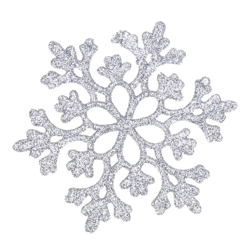 

24pcs Snowflakes Christmas Tree Pendant Christmas 10cm Plastic Glitter Snow Flake OrnamentsChristmas Decorations for Home