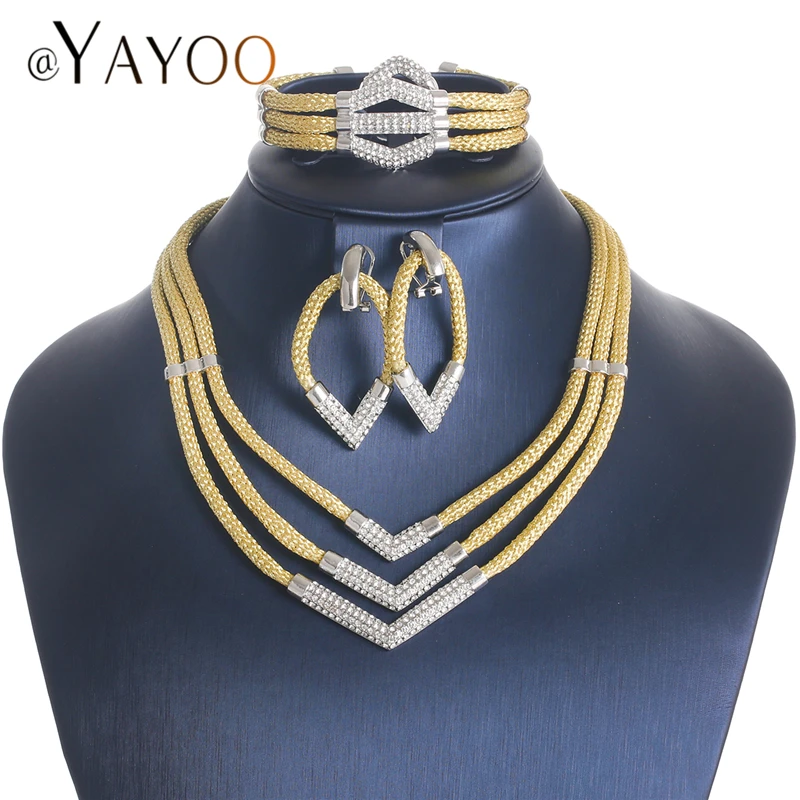 

AYAYOO Jewelry Sets Vintage African Beads Jewelry Set Trendy Rope Ethiopian Bridal Costume Women Wedding Indian Jewelry Set