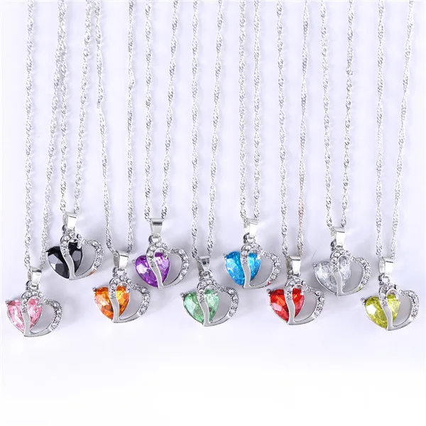 Double Heart Luxury Rhinestone Crystal Pendant Necklace Valentine s Day Gift for Girl