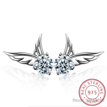 

Wholesale Fashion jewelry wings an angel AAA zircon drill Real 925 sterling silver Stud earrings YS52