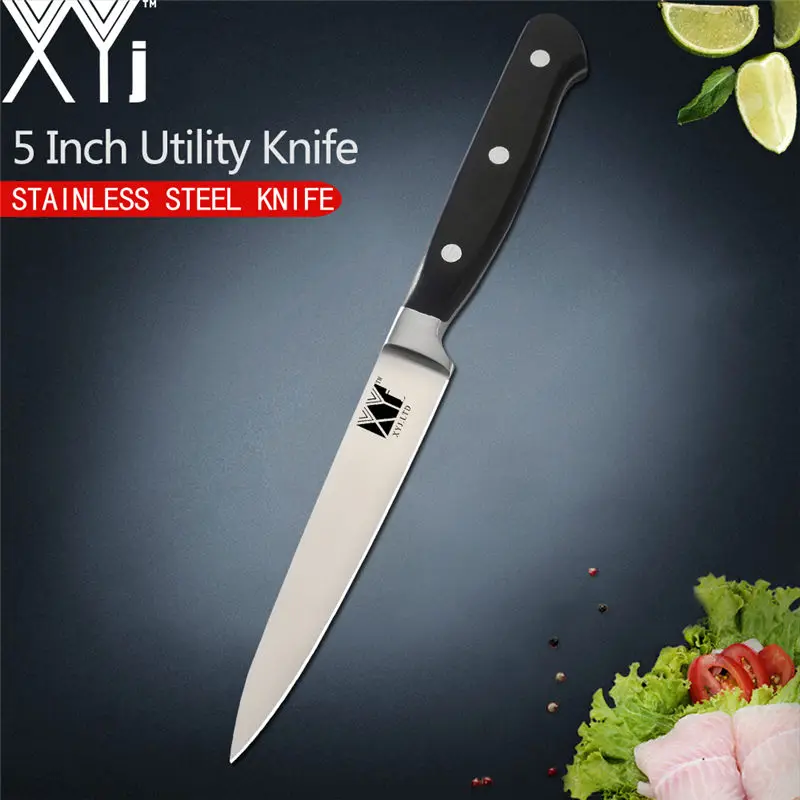 XYj японский инструмент для очистки овощей Santoku для нарезки хлеба шеф-повара из нержавеющей стали кухонный нож с антипригарным лезвием полный Тан инструменты для приготовления пищи - Цвет: 5 inch Utility