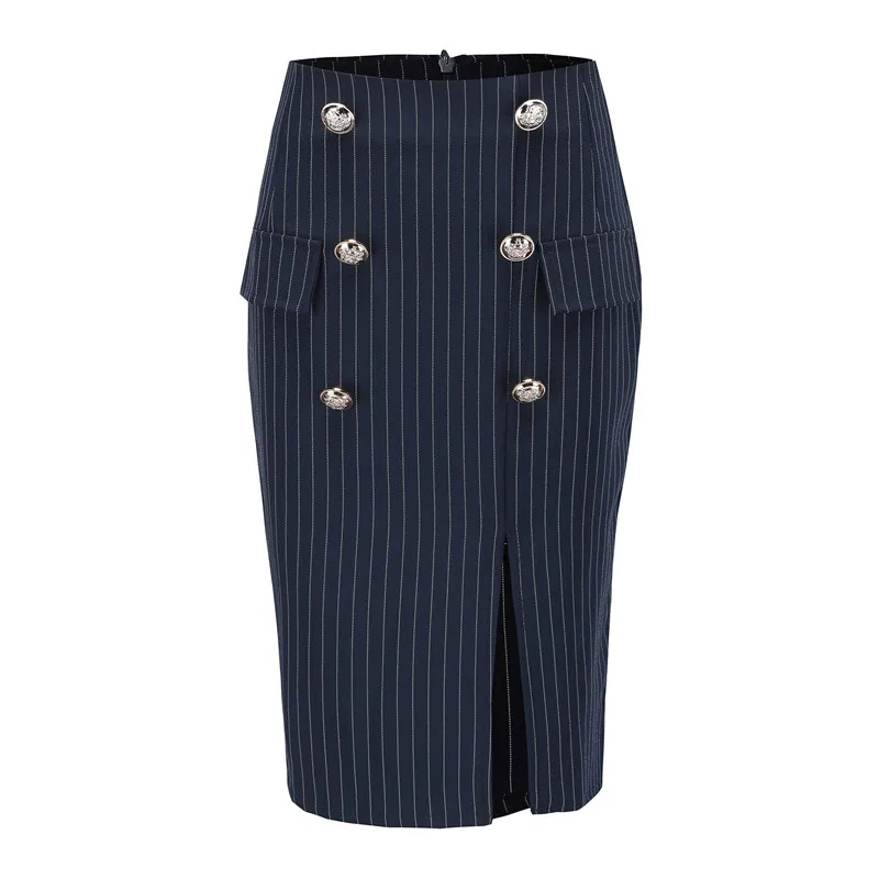 

women high waist midi bandage skirt plus size clothing fashion blue striped pencil bodycon skirt office lady jupe femme 81719