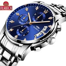Брендовые водонепроницаемые часы OLMECA 3ATM, военные часы, часы с хронографом, мужские наручные часы, модные часы для мужчин