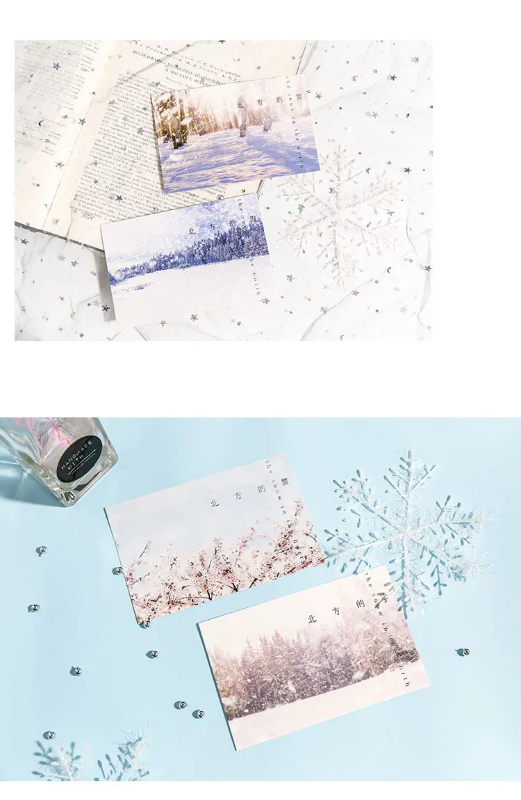 30 Sheets/Set Snow In The North Series Postcard/Greeting Card/Birthday Letter Envelope Gift Card