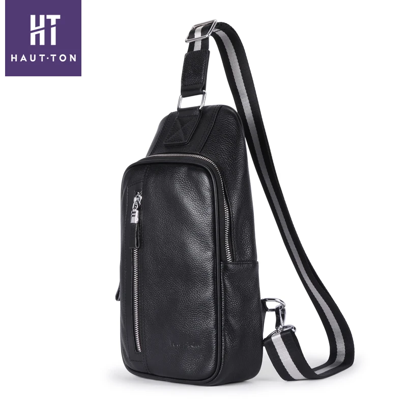 

Haut Ton Luxury Brand Men Bag Genuine Leather Casual Male Crossbody Shoulder Messenger Bags Men Chest Pack Bag