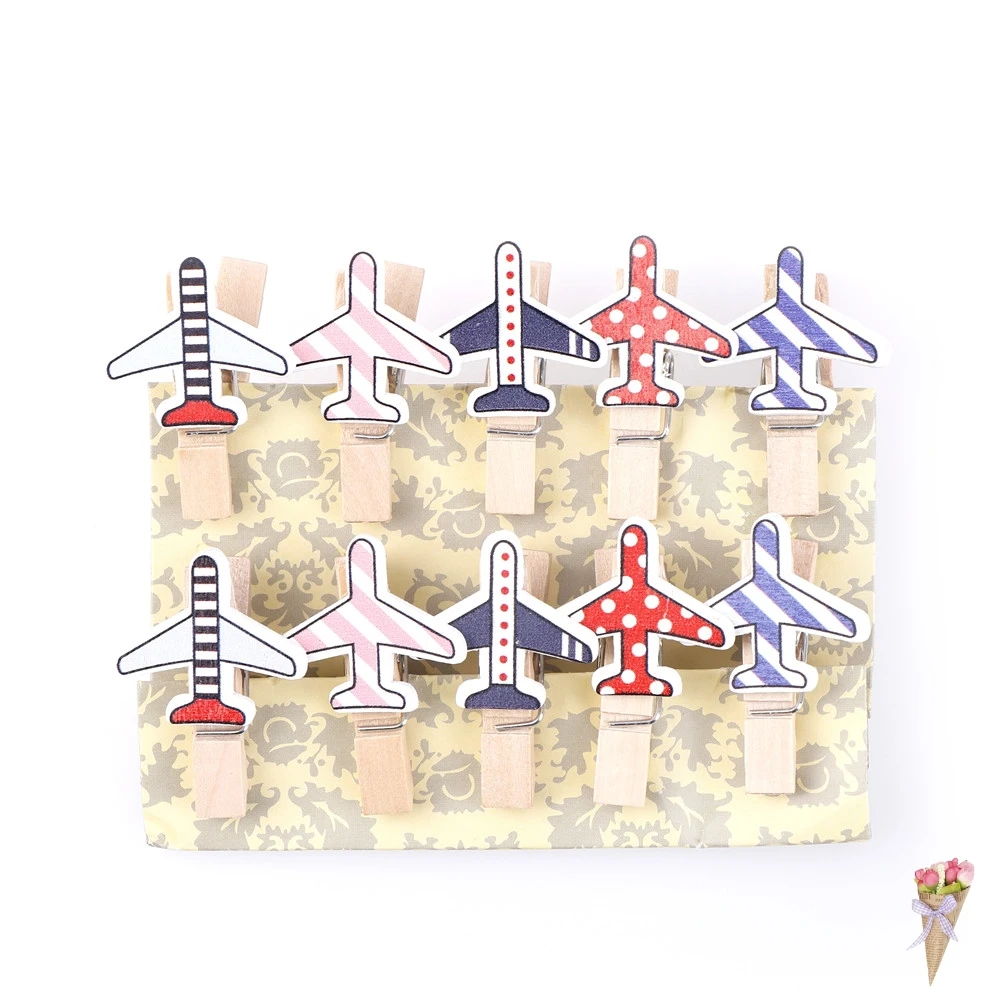 

10 pcs/pack New Fashion Cactus Wooden Clip Photo Paper Craft DIY Clips with Hemp Rope