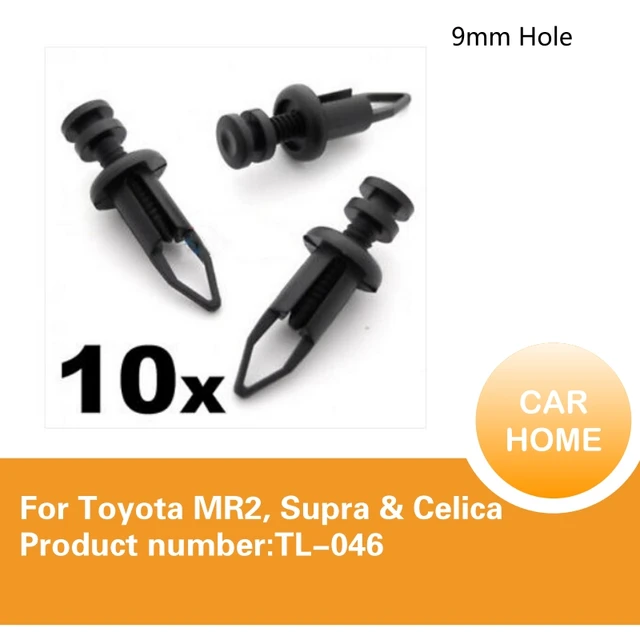 10x 9mm Front & Rear Plastic Bumper Clips Fits For Toyota MR2, Supra