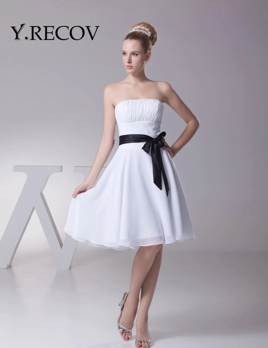 white knee length graduation dresses