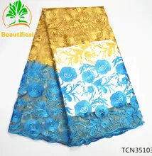 

Flowers embroidery french lace fabric African lace fabric 2017 high quality Nigerian tulle lace fabrics for wedding dress TCN351