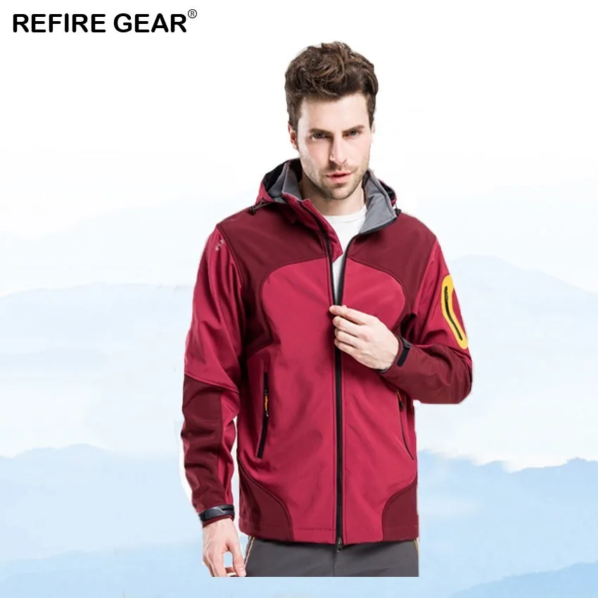 Refire Gear Winter Outdoor Sports Jacket Men Water Repellent Thermal Jackets Camping Hiking Inside Fleece Brand Male Clothing