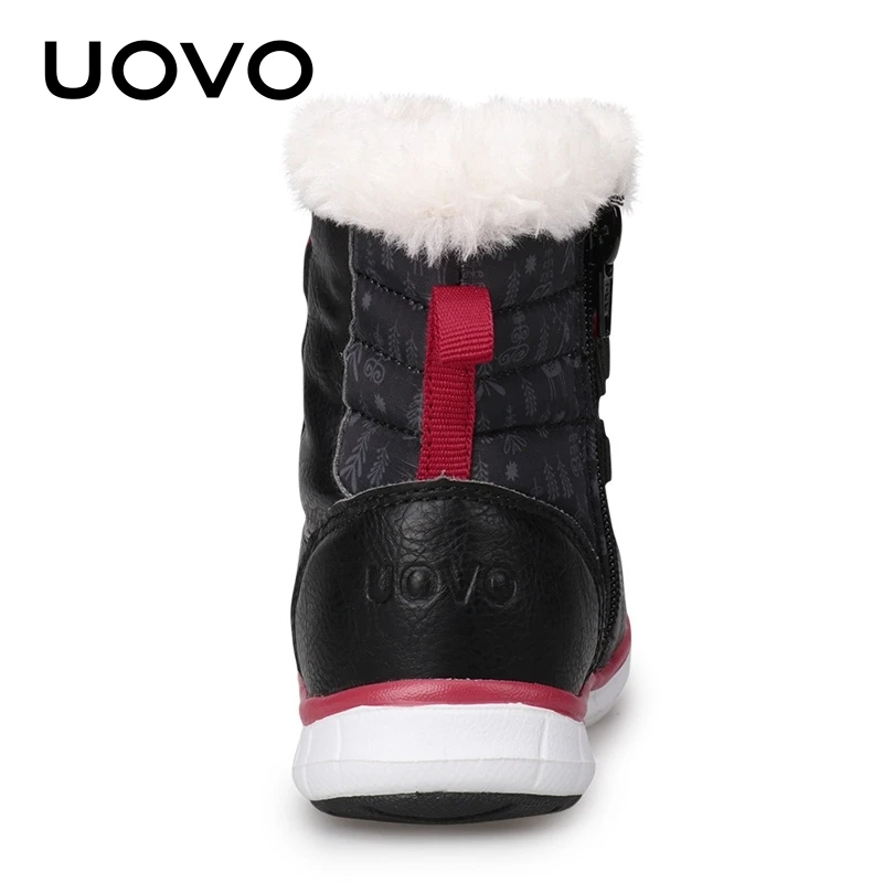  UOVO 2019 Black Snow Boots Kids Winter Boots Boys Waterproof Shoes Fashion Warm Baby Boots For Boys