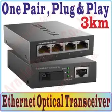 3 км одномодовый оптоволокно приемопередатчик, конвертеру волокна, 4* Gigabit RJ45 Порты и разъёмы, 2* SC Порты и разъёмы, парный штекер работай "(plug and Play