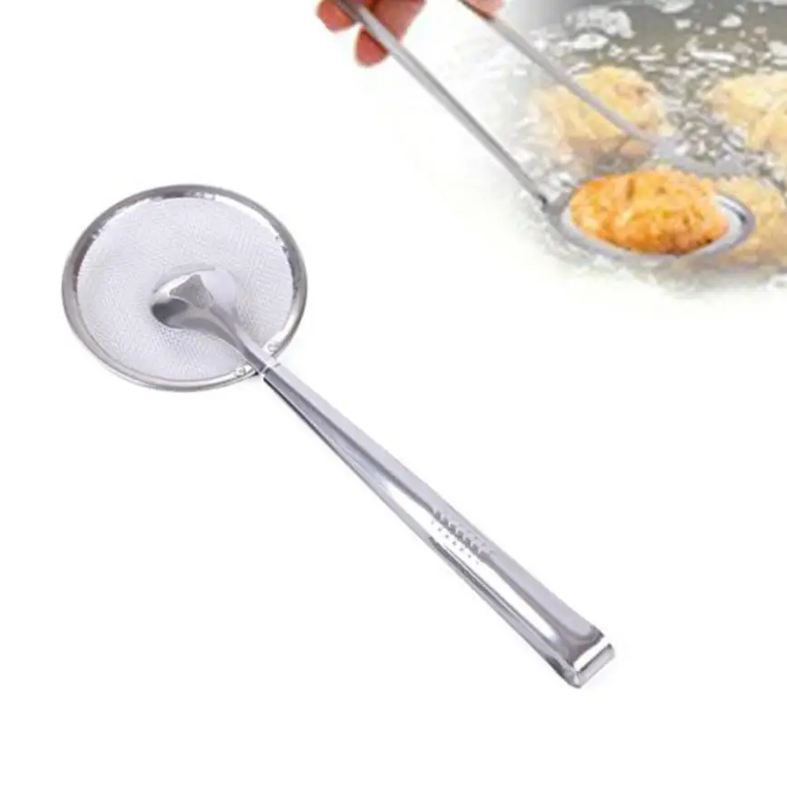 Multi-functional Filter Spoon With Clip Food Kitchen Oil-Frying BBQ Filter stainless steel clamp strainer set Kitchen tools 8