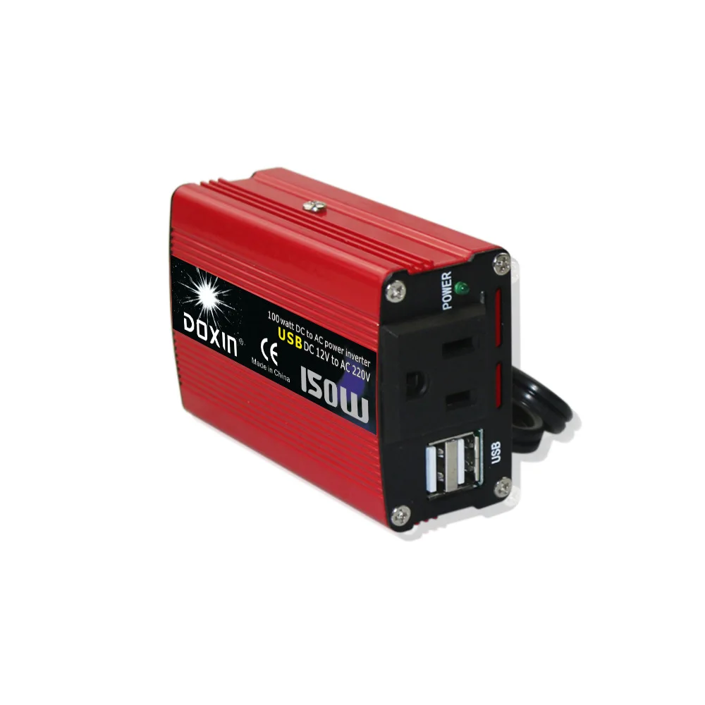150 W инвертор автомобиля Красный 12 V с вентилятором инвертор зарядного устройства Питание двойной usb-преобразователь мощности