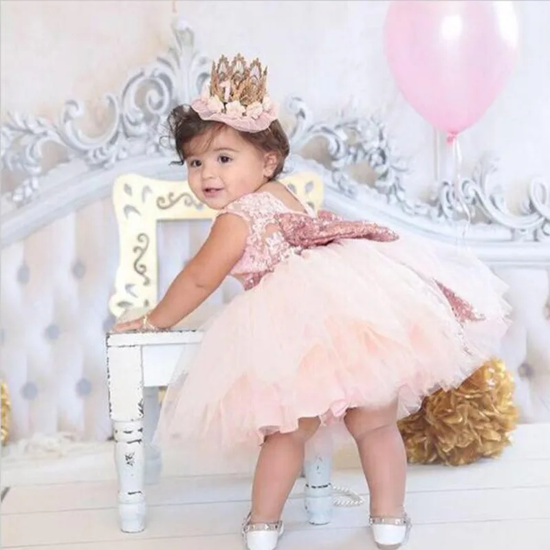 

Toddler Girls Fancy Princess Tutu Dress Holiday Big Bow Shining Baby Dresses Kids Clothing fun
