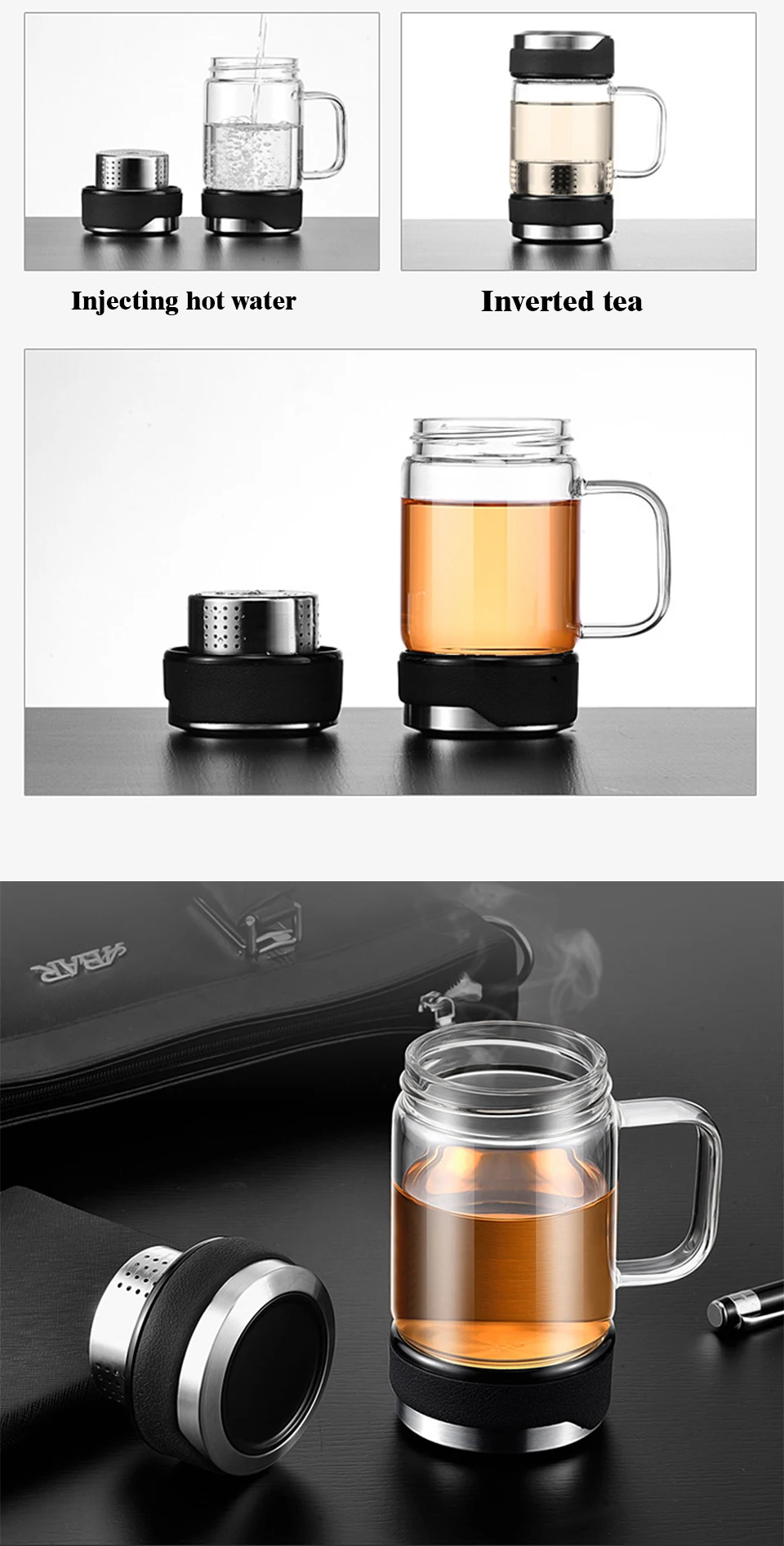 CAKEHOUD Высококачественная офисная стеклянная чашка кофейная чашка кружка Бизнес-типа стеклянная изоляционная бутылка для воды для путешествий Питьевая утварь