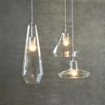 

Modern Clear Glass Restaurant Bar Pendant Lights Single Head Minimalist Hanglamp Parlor Bedroom Office Hanging Light Fixtures