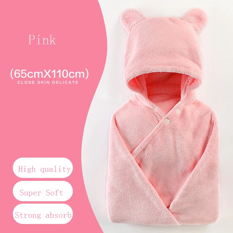65*110cm Baby Cotton Bath Towel Kid Hooded Bathrobe Baby Newborn Stuff Boys Girls Cartoon Soft Children Infant Beach Bath Towel