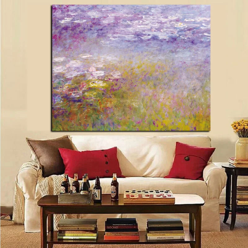 HD Print Claude Monet Lotus Landscape Oil Painting on Canvas Art Impressionist Wall Picture Canvas Poster for Sofa Living Room (3)