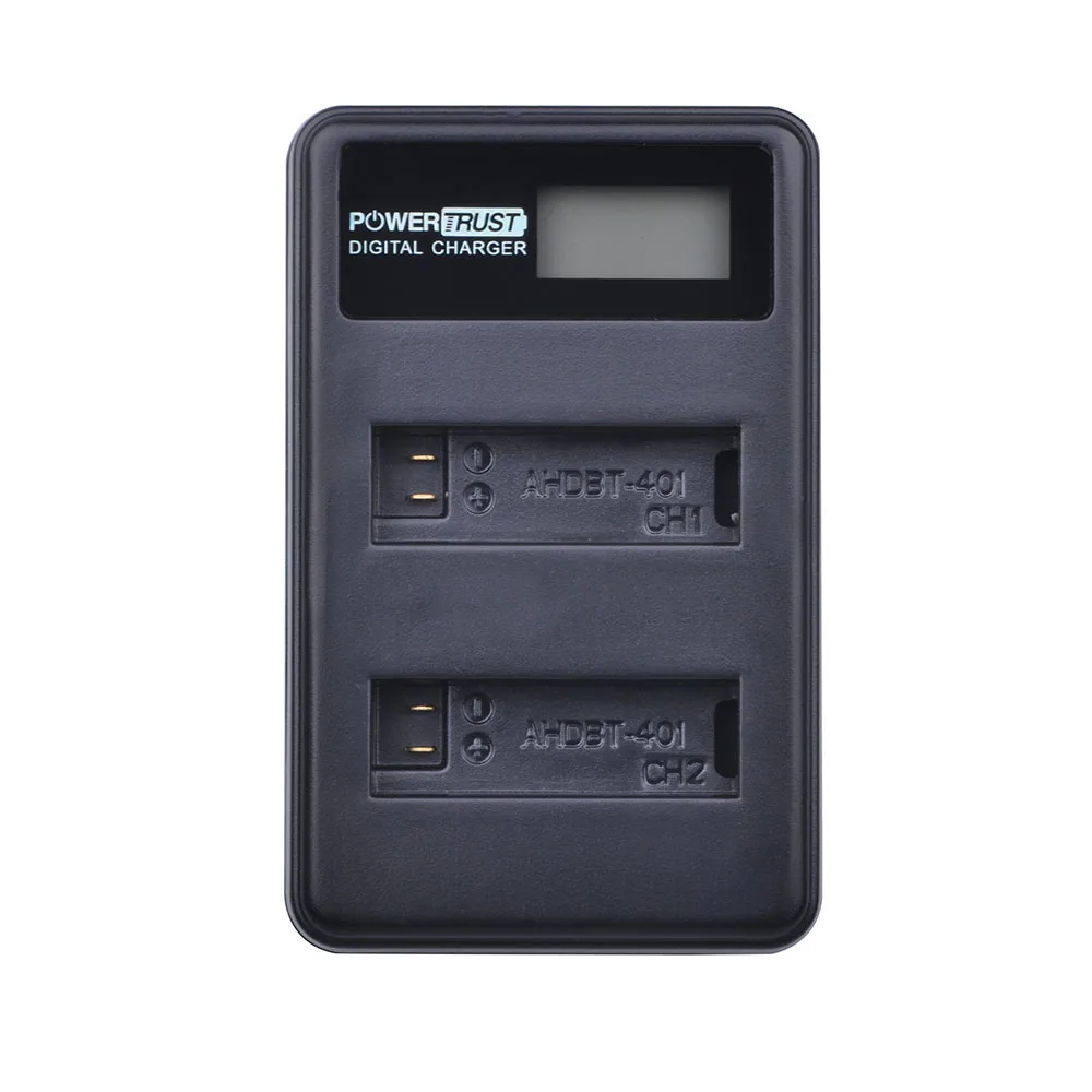 3x PowerTrust 1680 мАч AHDBT 401 для Gopro Hero 4 батарея + LCD USB двойное зарядное устройство GoPro HERO4