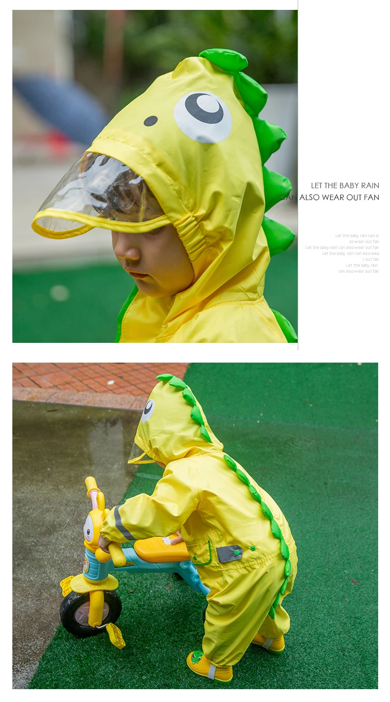 Детский плащ из полиэстера с милым динозавром; водонепроницаемый плащ-дождевик для улицы; детский спортивный костюм; ветрозащитная куртка-дождевик для мальчиков и девочек