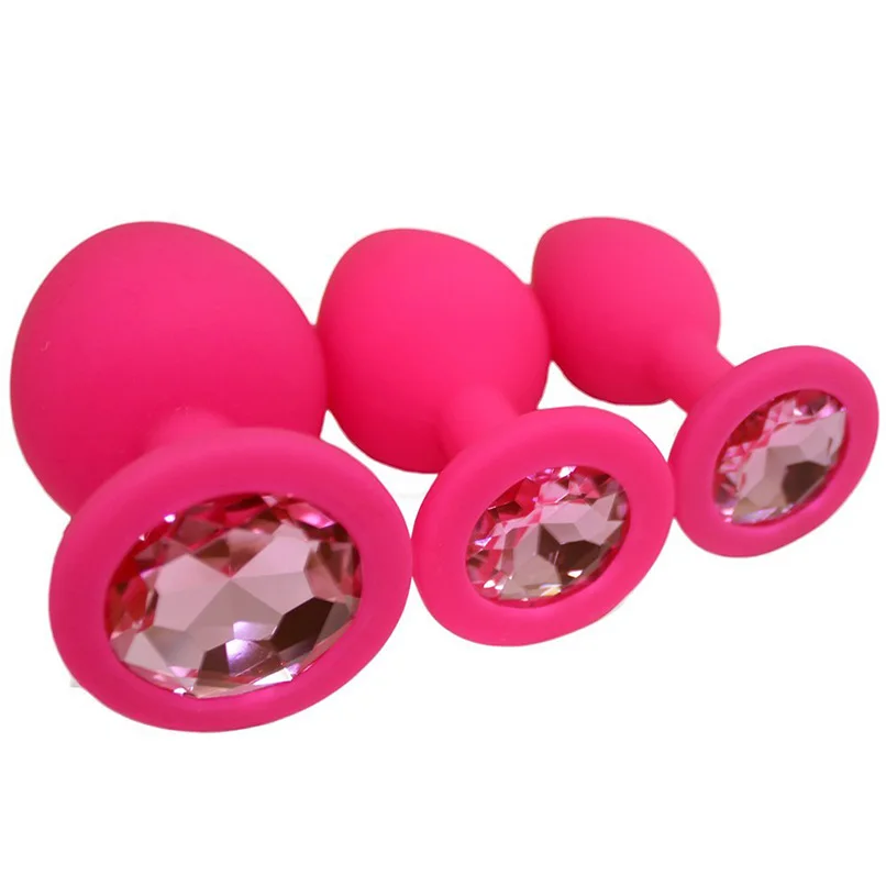 Aliexpresscom  Buy 3Pcs Silicone Jeweled Anal Butt Plugs Anal Trainer -1717