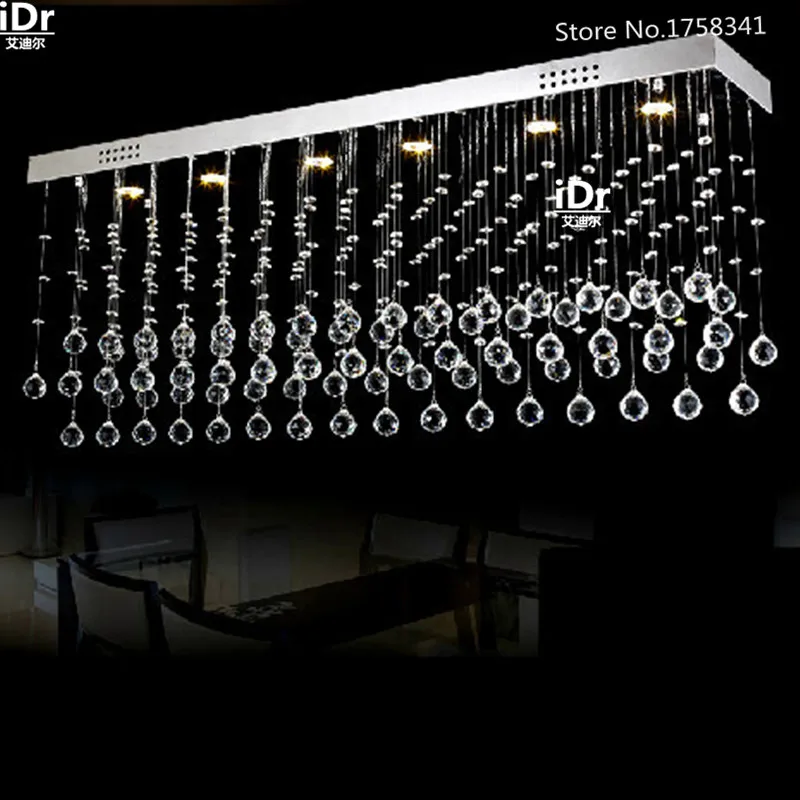 

rectangular chandelier modern minimalist restaurant crystal chandelier High-end European-style led lights Upscale atmosphere