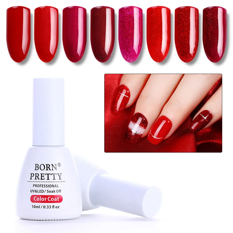 BORN PRETTY Red Sparkle лак для ногтей с блестками Блестящий отмачиваемый маникюр УФ гель 10