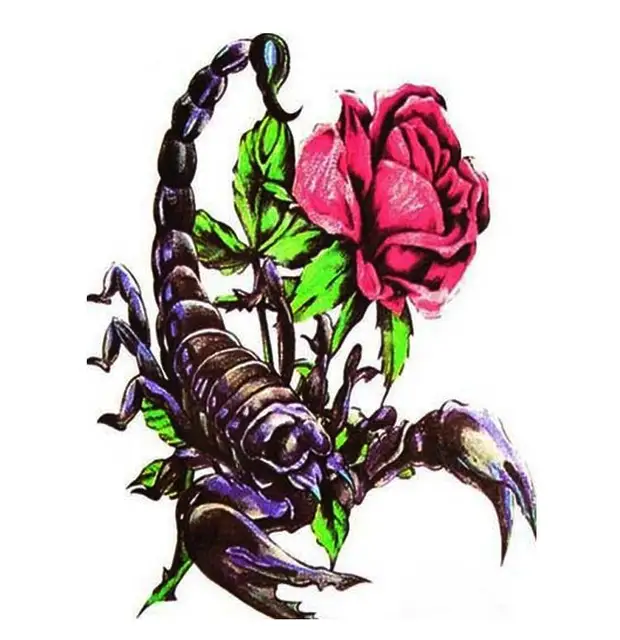 Rose & Scorpion Pattern Tattoo Arm Shoulder Leg 3D Waterproof Temporary Tattoo Body Art Stickers