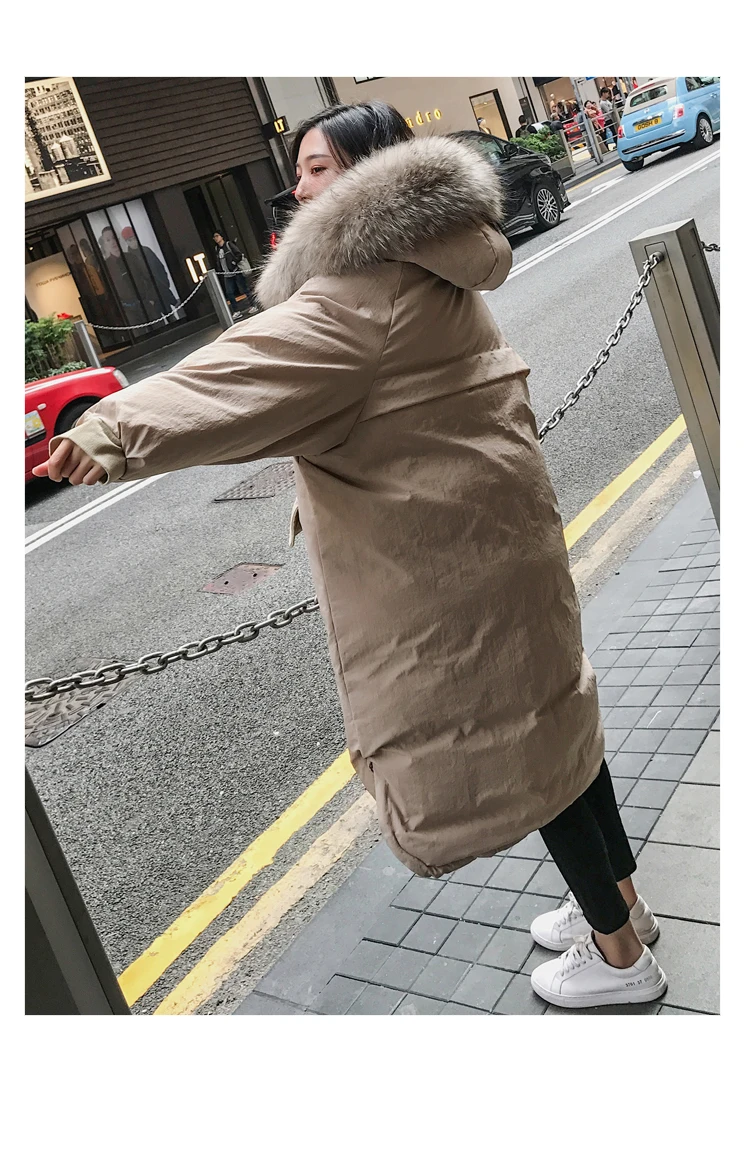 30 Degree Women Winter Coat Thick Warm Ladies Down Jacket Parkas Duck Cotton Large Real Fur Collar Long Female Overcoat