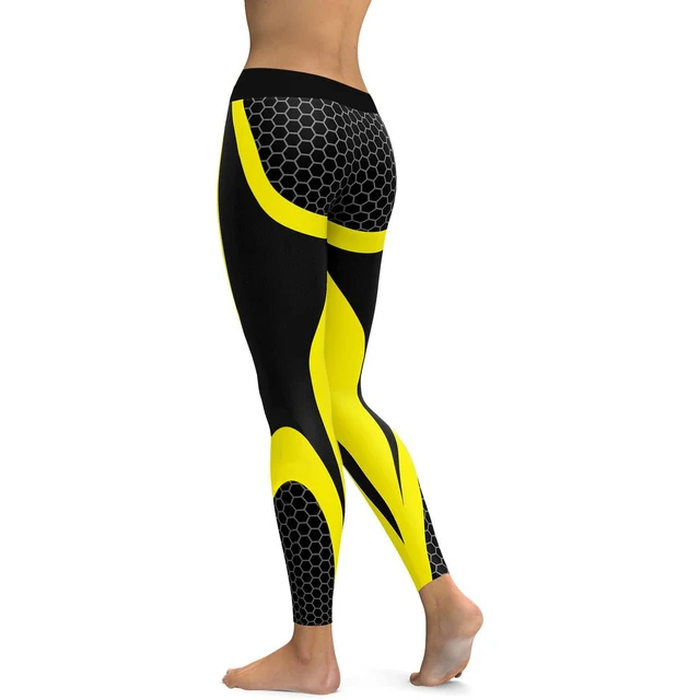 Yoga Pants Honeycomb Carbon Leggings Women Fitness Wear Workout Sports Running Leggings Push Up Gym Elastic Slim Pants