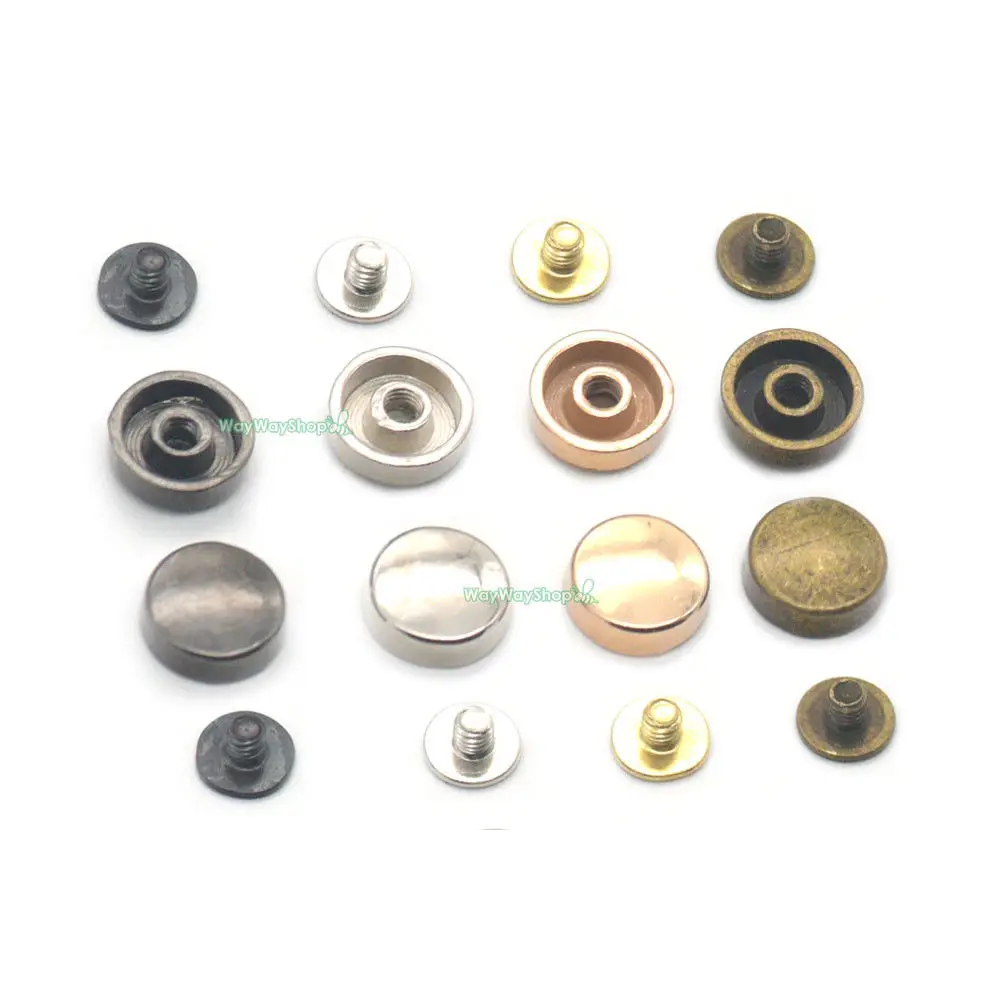 

10 25 60 100 Pcs 10mm Alloy Flat Round Head Rivets Button for Handmake Studs Screw Punk Bag Clothes Handbag Shoes Decoration
