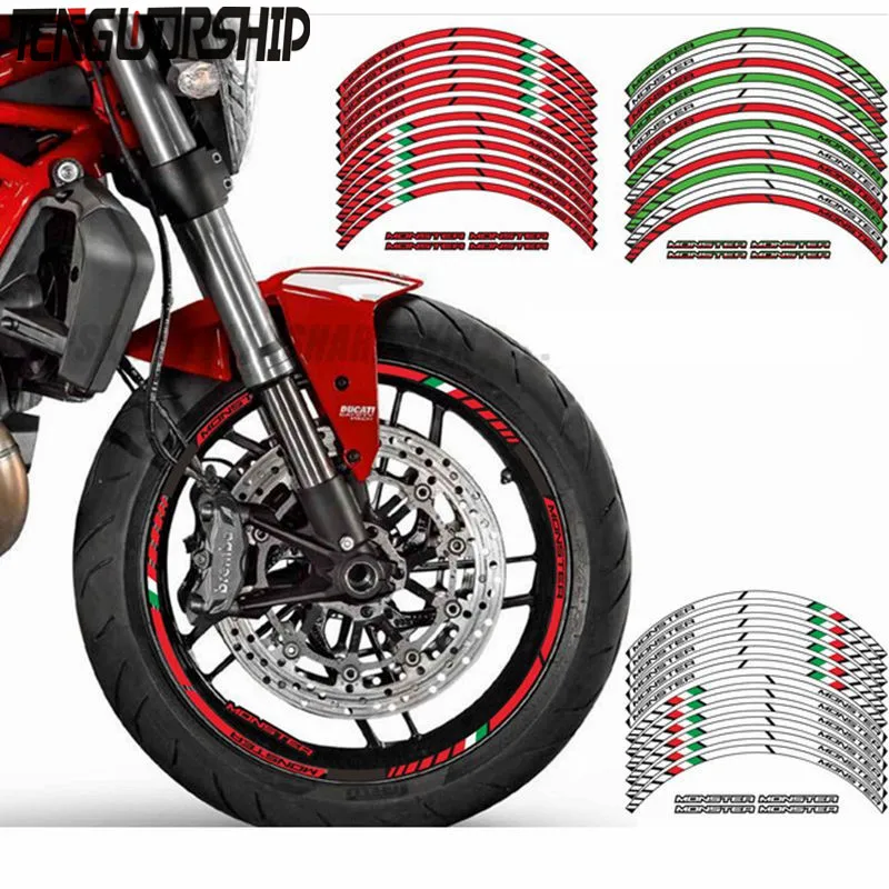 Teng ноги 12 X толстый край внешний обод наклейки в полоску колесные наклейки подходят все DUCATI MONSTER 695 696 796 1100 1100 S 797 821 795