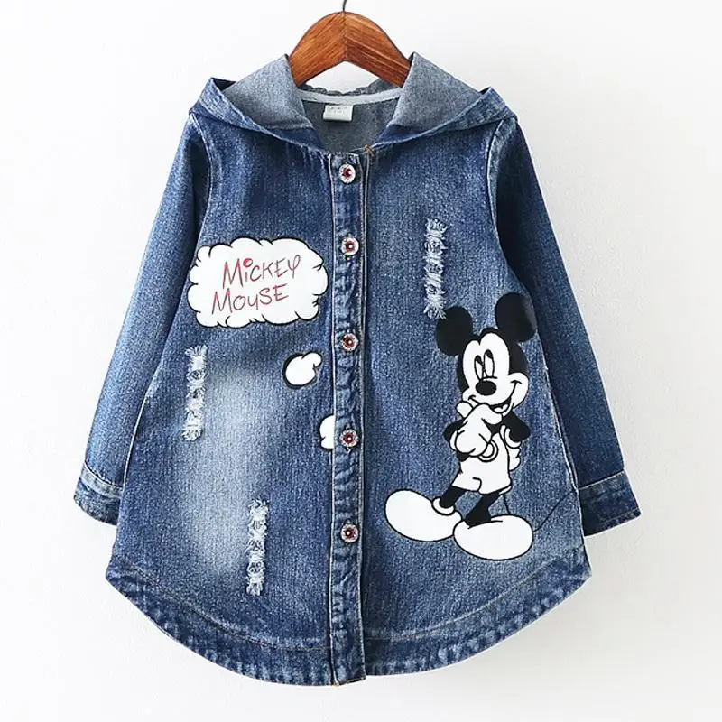 

3-8Years/2016 Spring Autumn Baby Girls Jackets Kids Clothes Cartoon Denim Hooded Infant Coats Children Outerwear Clothing