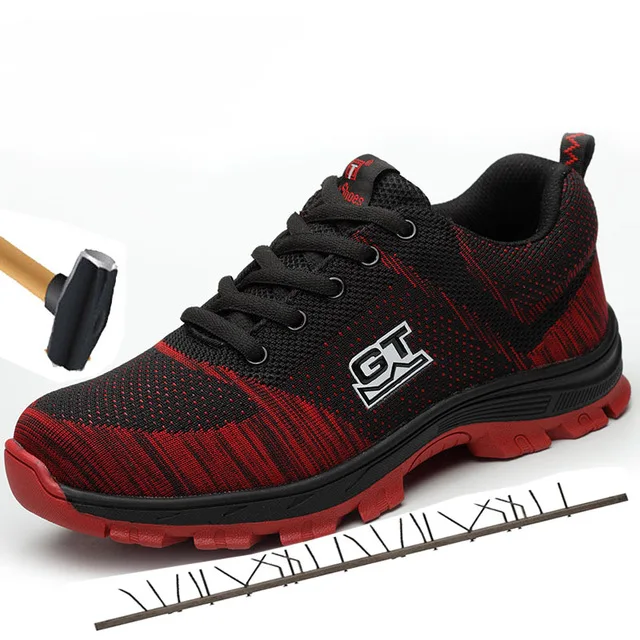 

Loecktty Men's Plus Size Breathable Mesh Steel Toe Outdoor Safety Shoes Men Industrial & Construction Puncture Proof Work Shoes