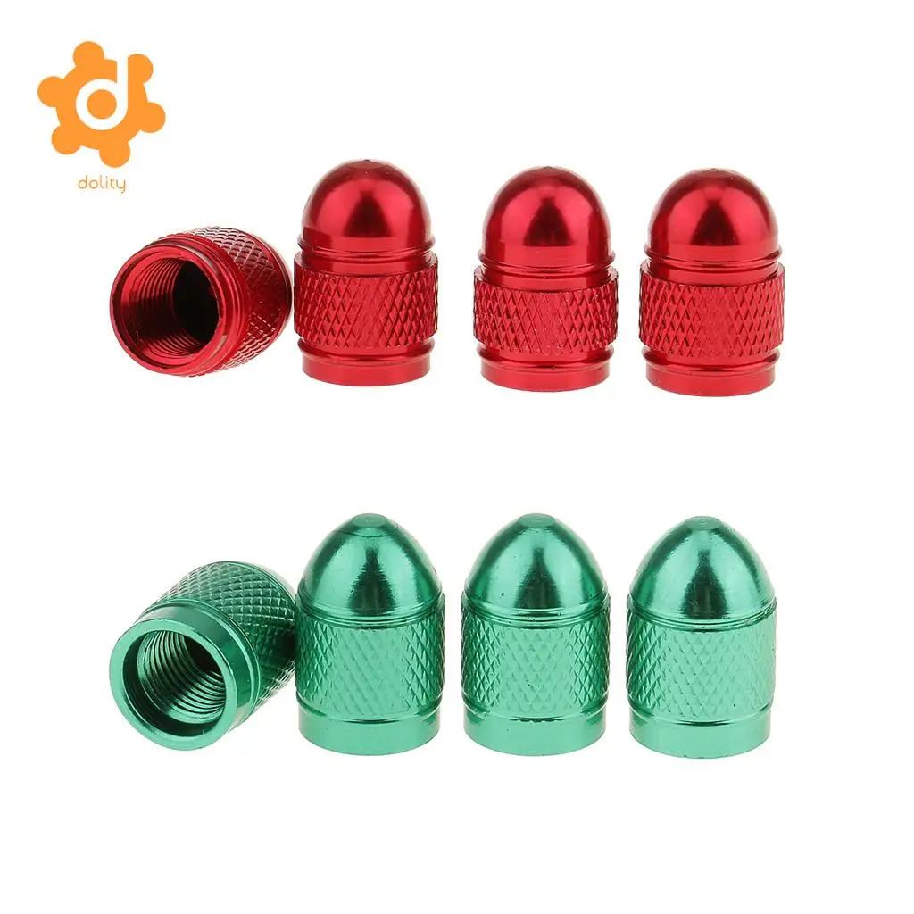 dolity 8 Pieces Red Green Aluminum Bullet Tire Valve Stem Air Port Cover Cap