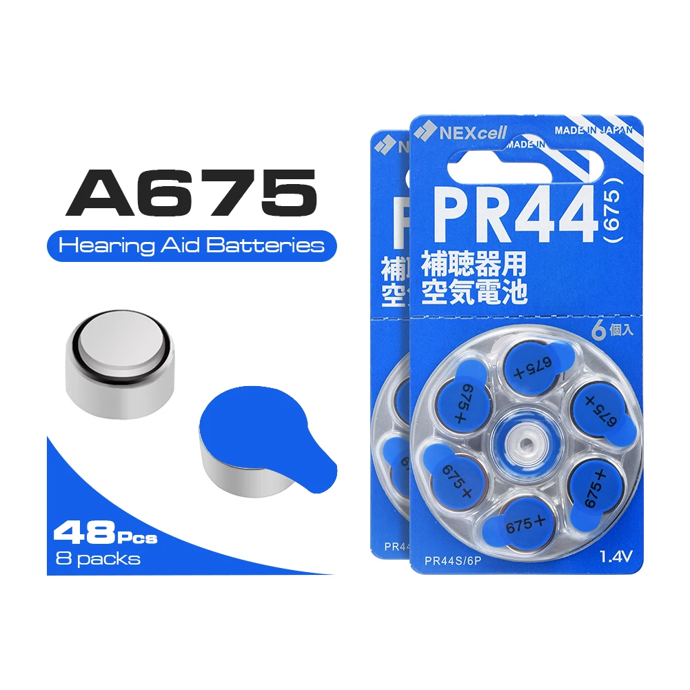 48 Pcs Lot 1 4v A675 Pr44 Zinc Air Hearing Aid Battery 675 V675 P675 Da675 Pr675h Pr675p Pr44 A675 Ac675 Button Batteries Button Cell Batteries Aliexpress