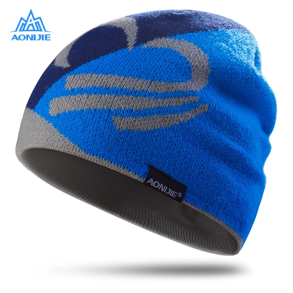 AONIJIE зимняя теплая шапка s вязаные шапки уличная спортивная шапка для сноубординга зимние защищающие от ветра толстые теплые лыжные кепки для бега - Цвет: Blue