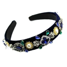 Новые роскошные винтажные синие зеленые прозрачные стразы в стиле барокко, ободки для волос с жемчугом и бриллиантами для женщин, королевские украшения для волос невесты