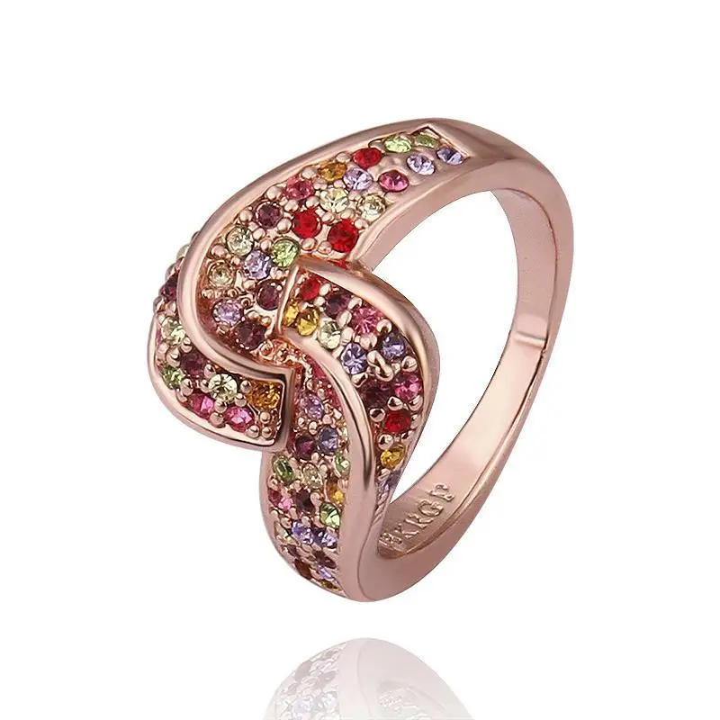 R503 Wholesale High QualityNickle Free Antiallergic New Fashion Jewelry 18K Real Gold Plated Ring For Women