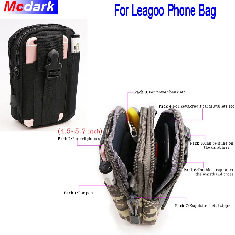 

Universal Outdoor Tactical Holster For Leagoo T10 XRover T5 THFC Military Molle Waist Belt Bag Wallet Pouch Purse with Zipper