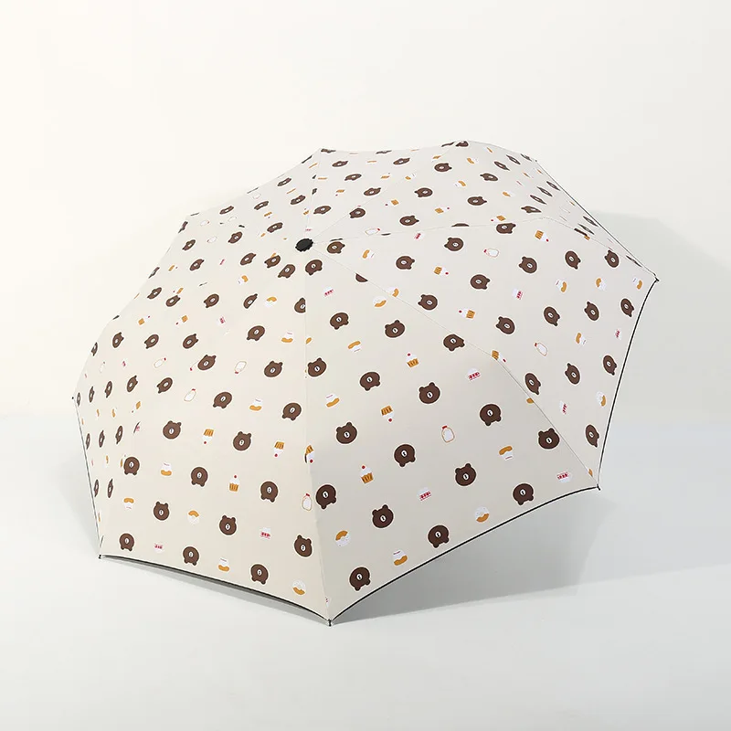 Originality Too Parasol Black Adhesive Tape Lang Bear Outdoors Sunshade Cartoon Sunscreen Fold Umbrella Defence Ultraviolet Rays |