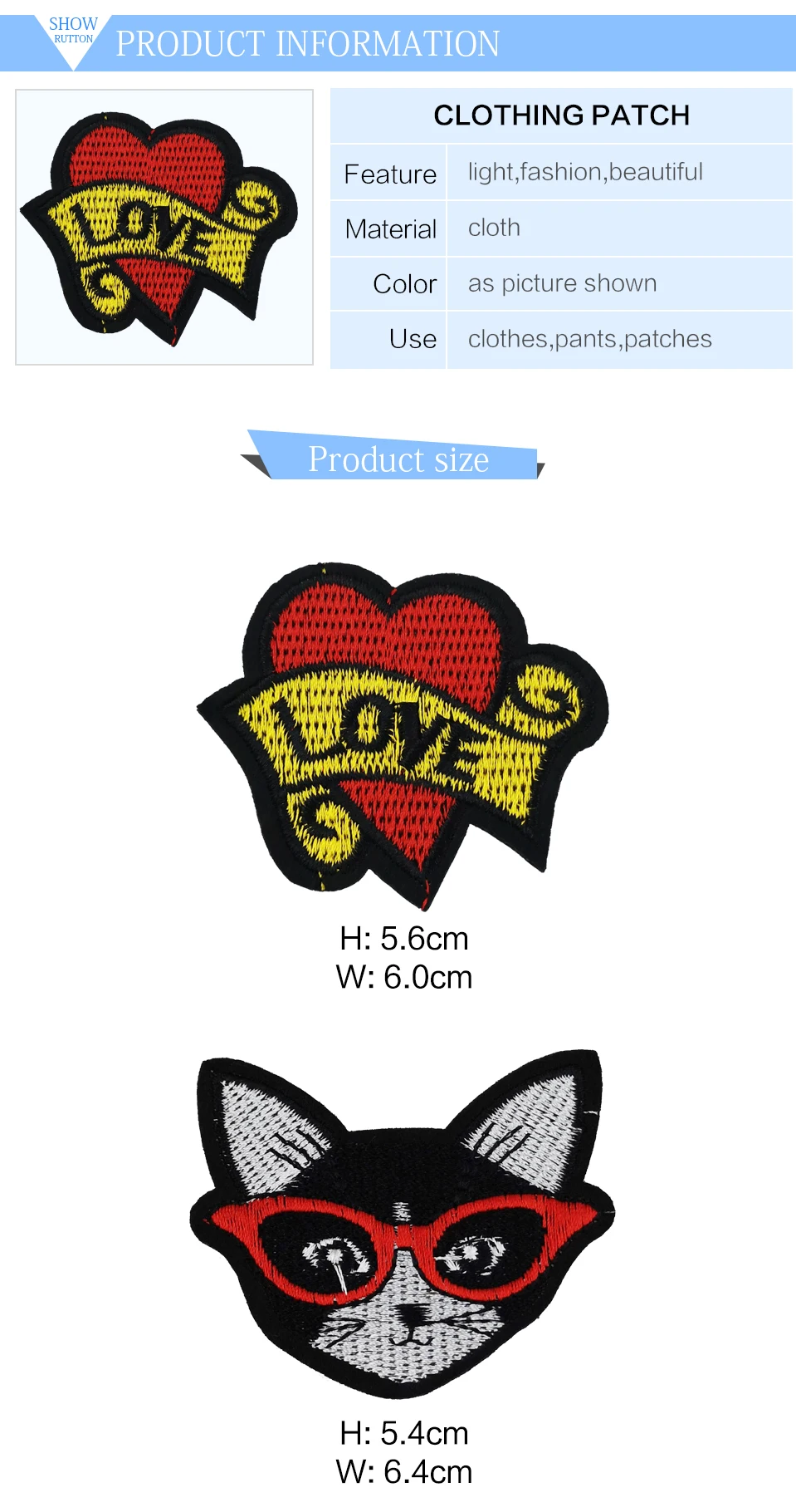 Iron Patches For Clothing Cat DIY Black Iron Embroidered Cat Patches Love Red Heart Patch 3D Sew On Badges For Clothes (1)