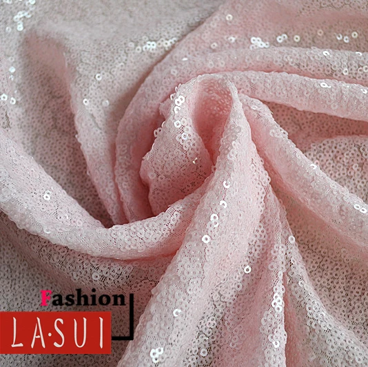 

LASUI Concise pink sequined lace fabric for Costume wedding dress fabric handmade DIY accessories princess W0033