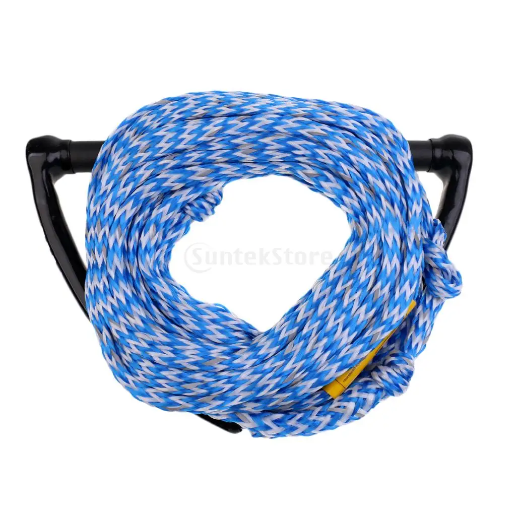 Безопасность 23 м/75 футов 2200lb 1 секция веревка для водных лыж буксировочный поводок шнур и 1" EVA ручка для Вейкборда Kneeboard серфинга - Цвет: Blue white
