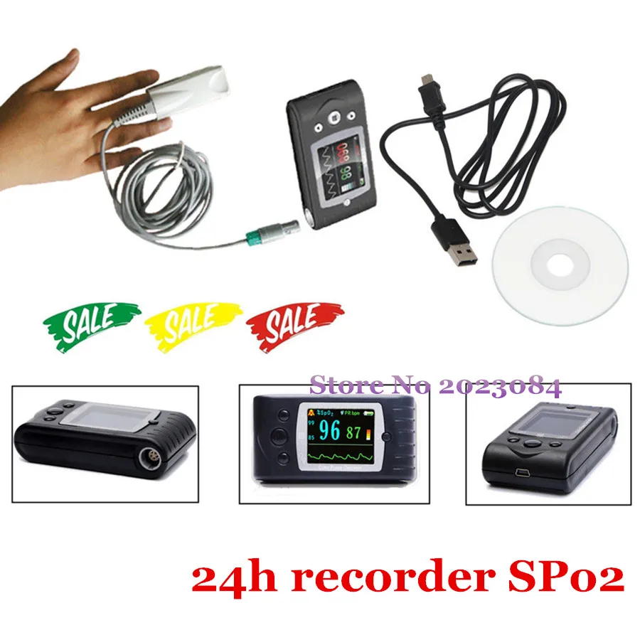 

24Hours Finger Pulse Oximeter SpO2 Blood Oxygen Sensor Portable Heart Rate monitor CONTEC