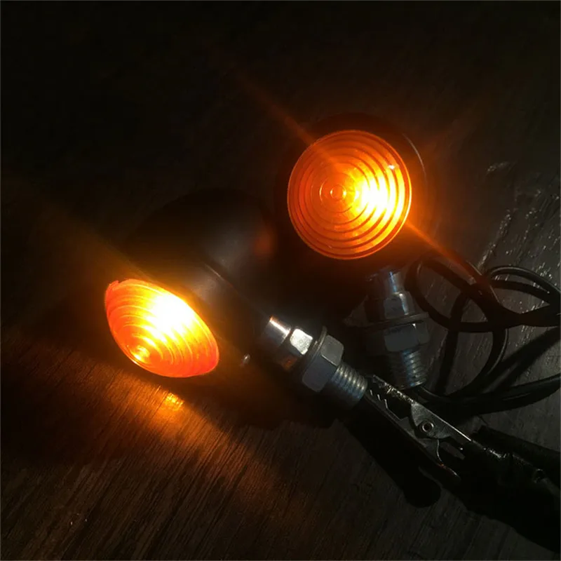 1 pair Mini Motorcycle Bullet Turn Signal Indicator Lights Modified Moto parts Retro Turn Signal Indicators for Harley Honda