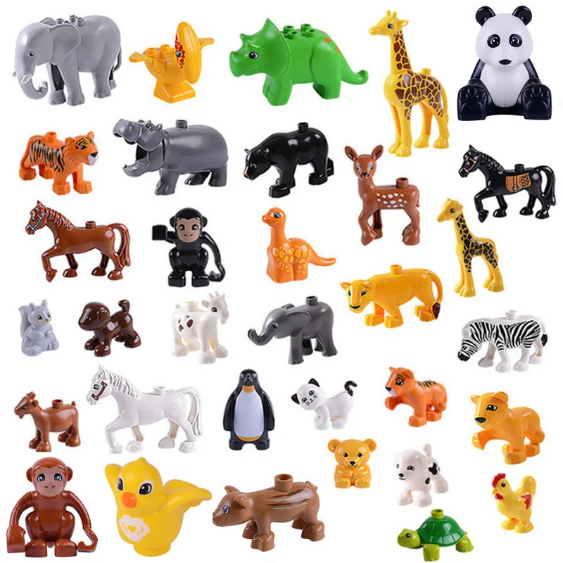 

DIY Animal Series Legoingly Duploe Figures Compatible with Big Building Blocks Animals Educational Toys For Children Gifts